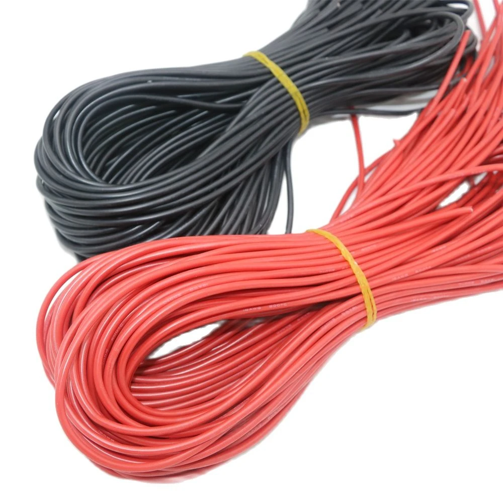 Free shipping 10meter/lot High Quality wire silicone 10 12 14 16 18 20 22 AWG 5m red and 5m black color for ESC motor battery