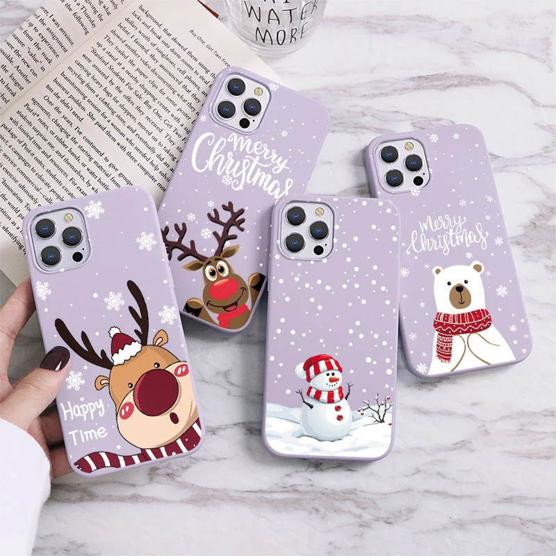 New Year Gift Cartoon Cute Christmas Capa For iPhone 13 11 12 Mini Pro Max For iPhone 6S 6 7 8 Plus X XR XS Max Santa Claus Case