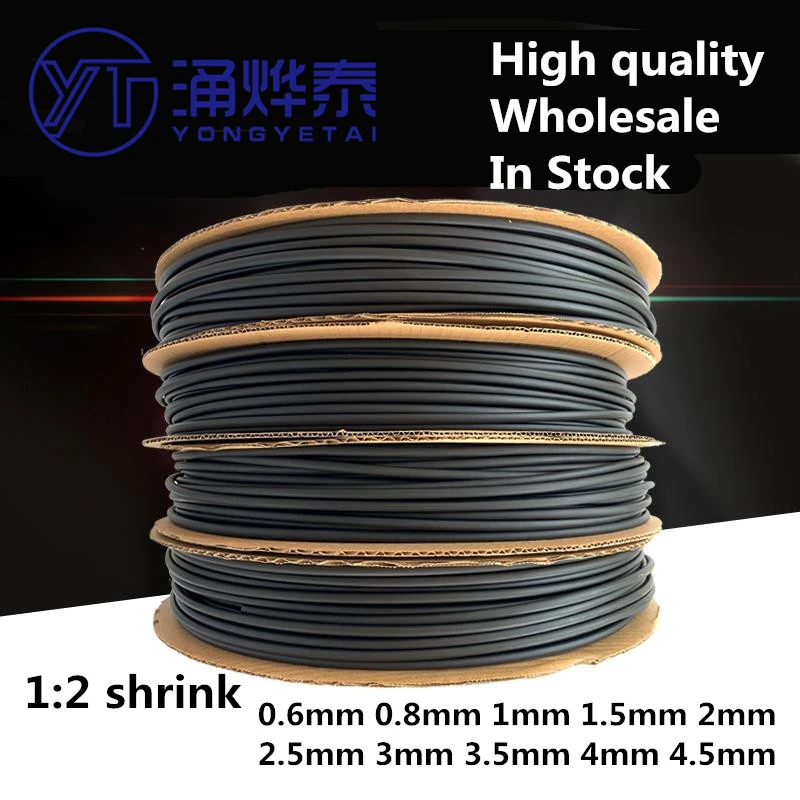 YYT 10meter/lot Heat shrink tubing diameter 0.6mm 0.8mm 1mm 1.5mm 2mm 2.5mm 3mm 3.5mm 4mm 4.5mm