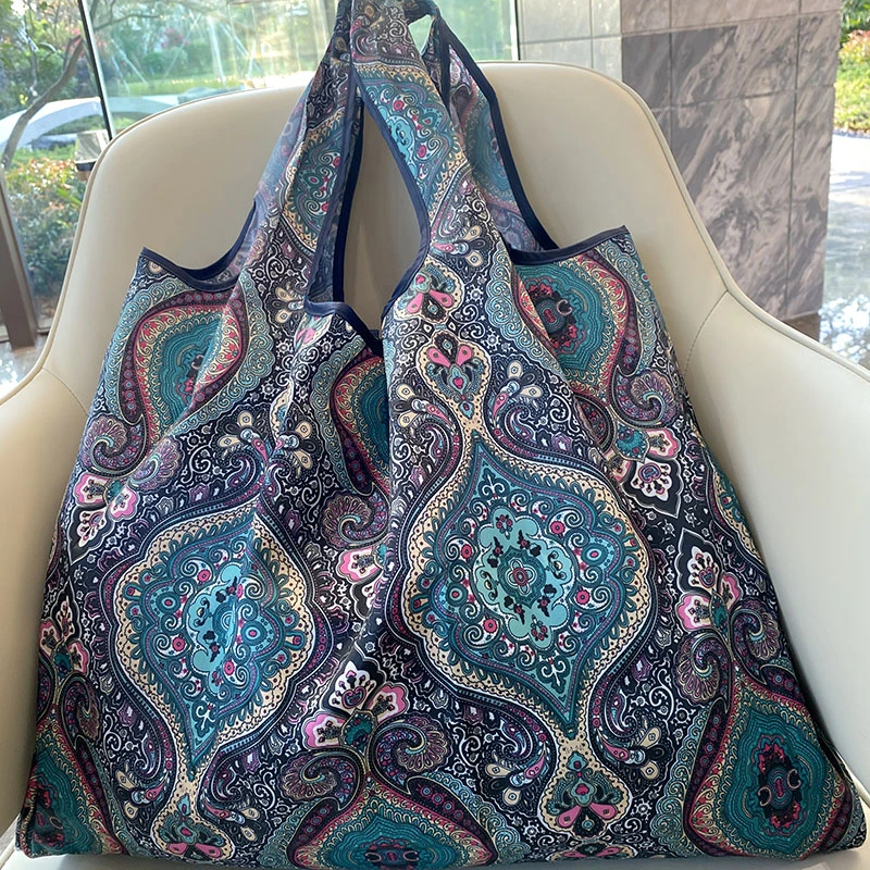 Large Fashion Pocket Reusable Shopping Bag Foldable Handbag Ecological Bag Women's Handbag Shoulder Bag Tote Bag
