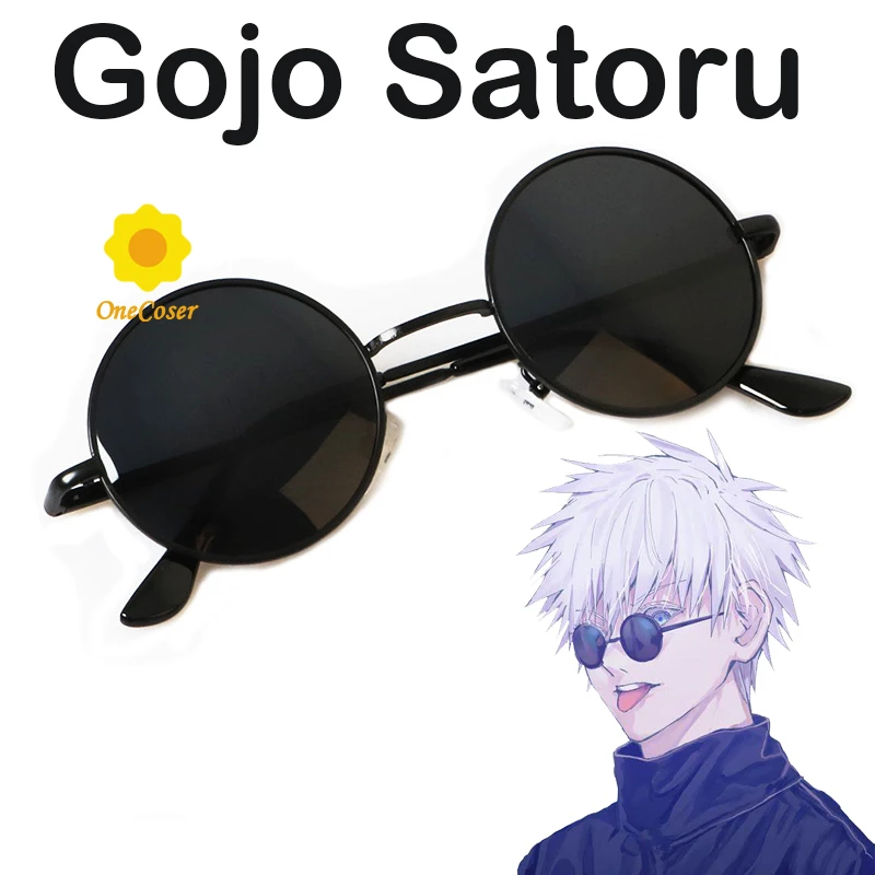 Anime Jujutsu Kaisen Gojo Satoru Cosplay Props Black Glasses Steampunk Round Frame Eyewear Sunglasses Accessories Men Women