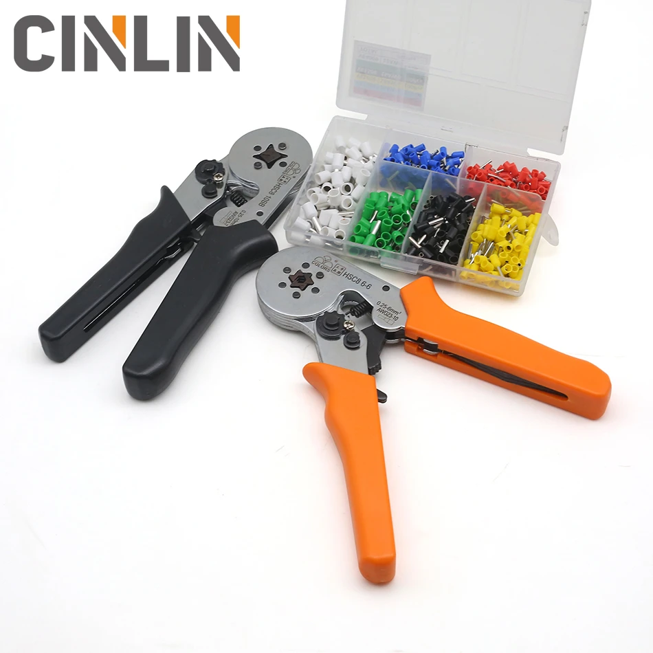 6-6 0.25-6mm 23-10AWG Hexagon & 10S 0.25-10mm 23-7AWG Quadrilateral Tube Bootlace Terminal Crimping Pliers Crimp Hand Tools HSC8