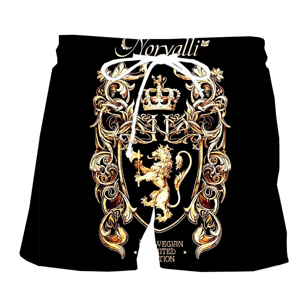Novelty 3D Golden Chain Print Baroque Brand boardshorts 2021 Summer style Pants luxury Royal men clothes hip hop short homme
