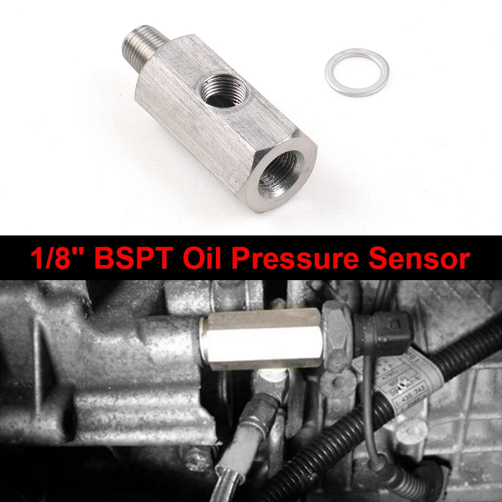 Stainless steel 1/8'' BSPT Oil Pressure Sensor Tee to NPT Adapter Turbo Feed Line Gauge T