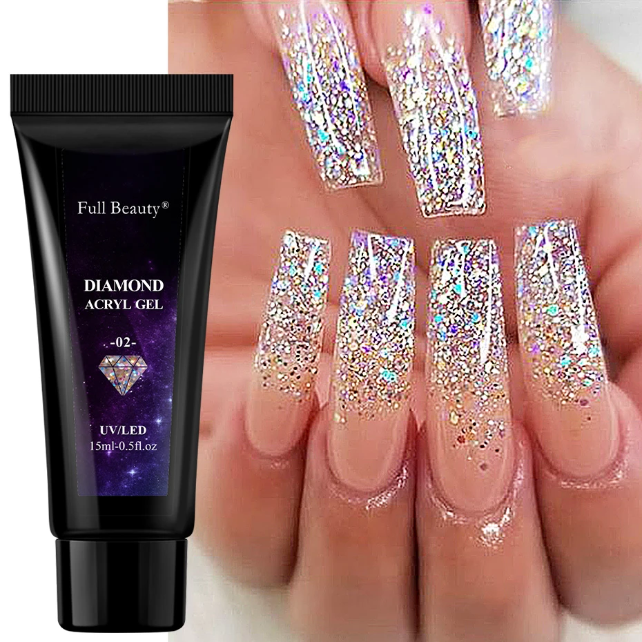 15ml Shiny Glitter Sequin Gel Nail Polish Poly Extension Semi Permanent UV Acrylic Gel All For Manicure Nail Art Design GL1833-1