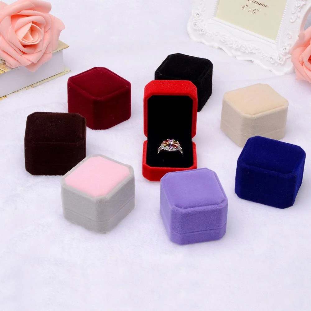 1Pcs Velvet Jewelry Square Box Women Wedding Earrings Ring Display Organizer Case Fashion Elegant Jewelry Gift Box 50x55x40mm