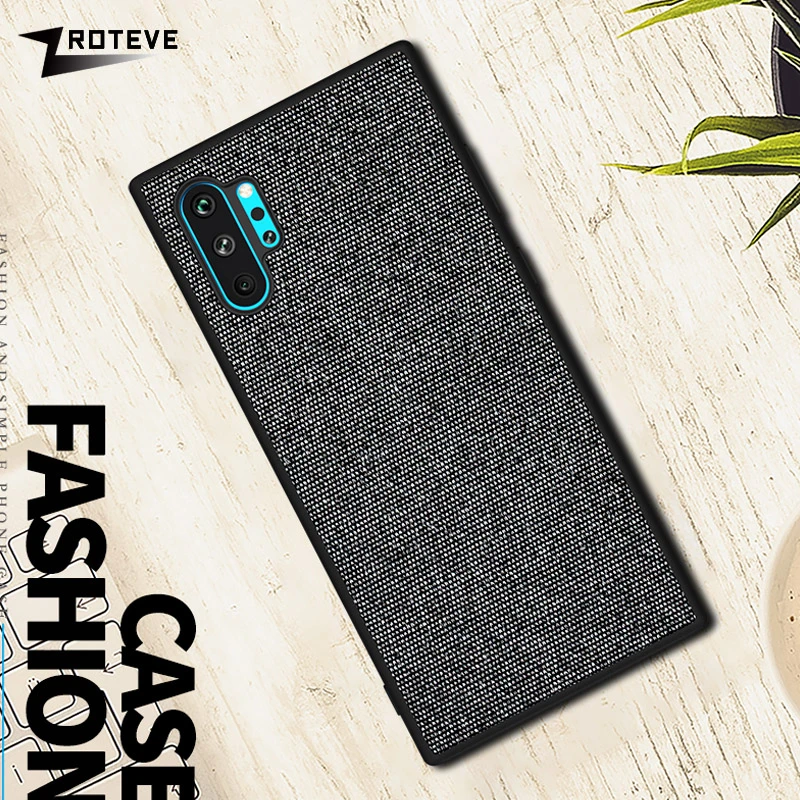 For Samsung Note 10 Plus Case TPU Edge Canvas Cover Cloths Fabric Cases For Samsung Galaxy Note10 Note 8 9 10 20 Ultra Case New