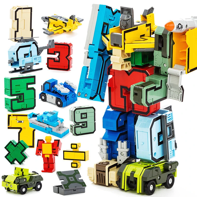 DIY Creative Education Blocks Assembling Action Figure Transformation Number Deformation Robot Toy For Children