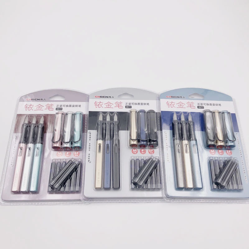 0.38/0.5/0.7mm 3 pcs/set Fountain Pen standard classic Student office EF/F/M Fountain Pen ink pens School supplie