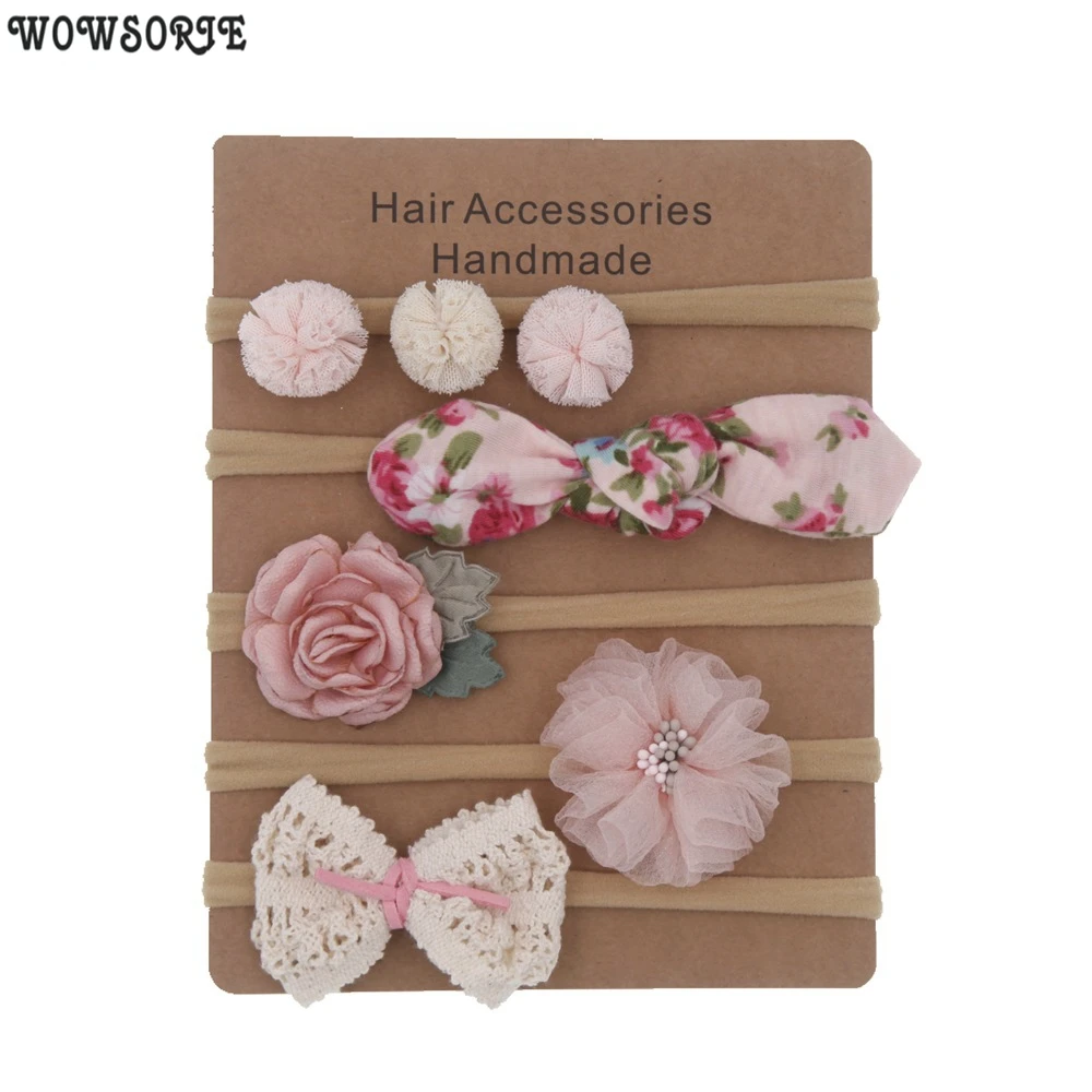 Baby Headbands Newborn hair Bows Kids Toddler headband Elastic Hair Band headwear children Girl Hair Accessories 5pcs/lot