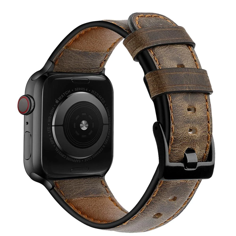 Leather strap For Apple watch band 44mm 41mm 45mm 40mm 42mm 38mm Retro Cow watchband bracelet iWatch  series 7 3 4 5 se 6