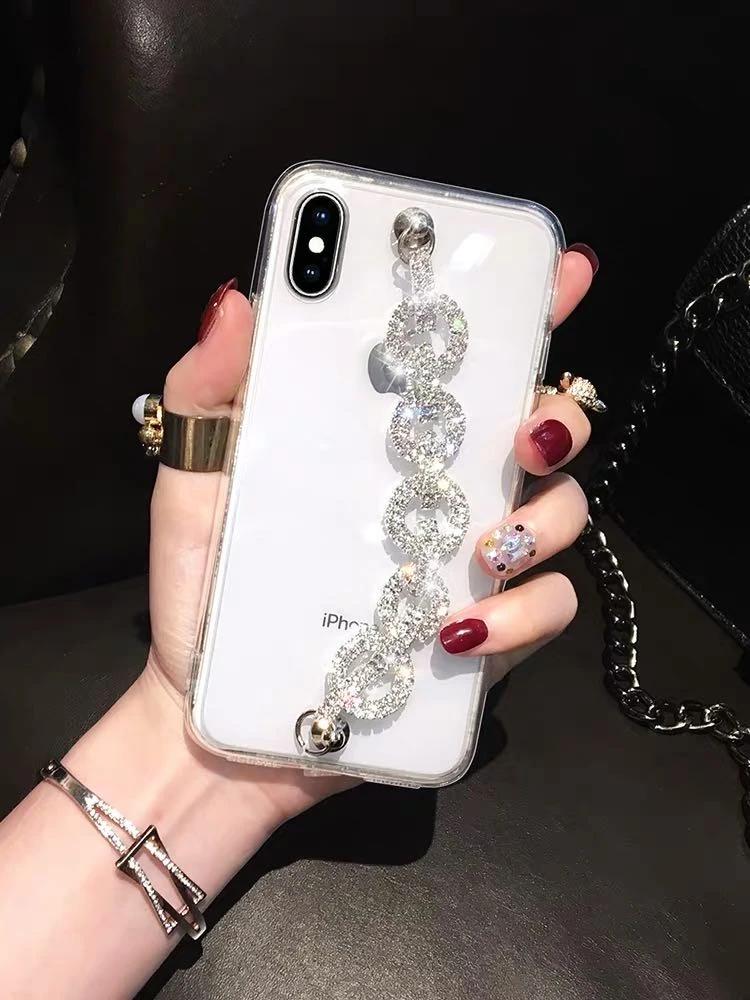 Luxury Brand Diamond Bing Bling Bracelet Soft Phone Case For IPhone 11 12 13 Pro Max XR X XS Max 6s 7 8 Plus Clear Back Cover