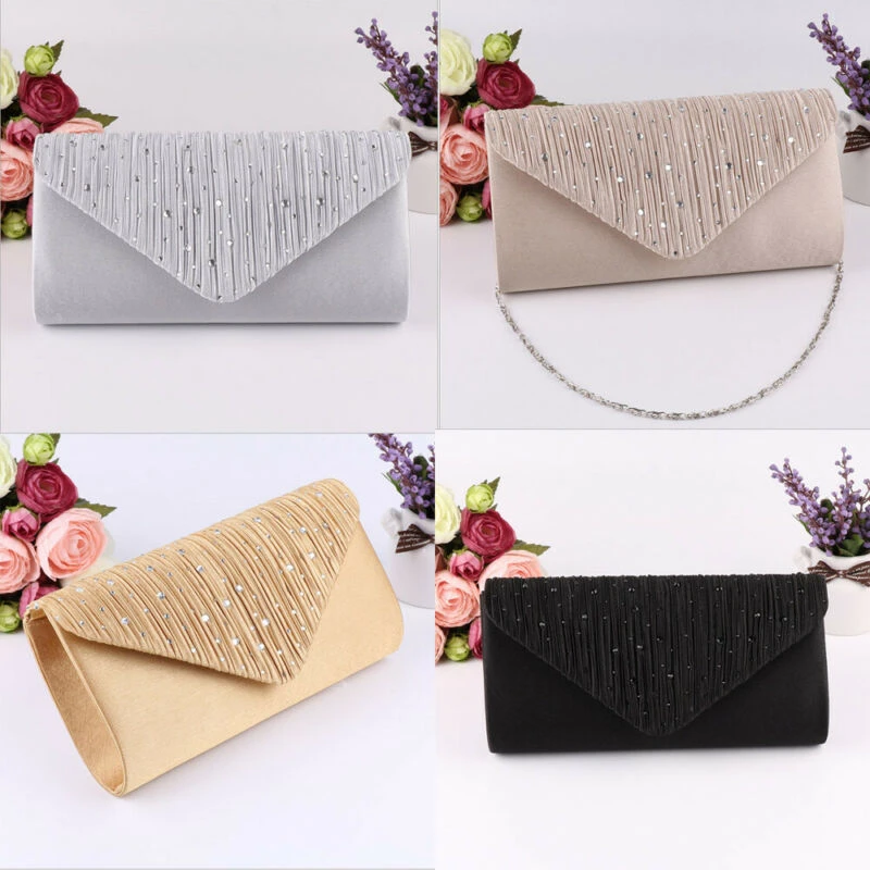 Women Glitter Wallet Clutch Bag Ladies Tassel Evening Wedding Handbag Party Prom Coin Purse Chain