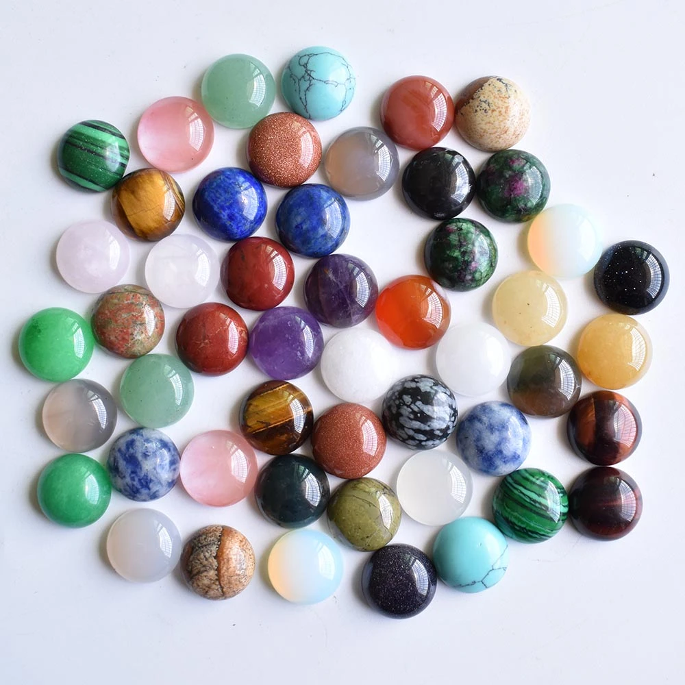 2020 fashion good quality mixed round CAB CABOCHON natural stone beads for jewelry Accessories 12mm wholesale 50pcs/lot free