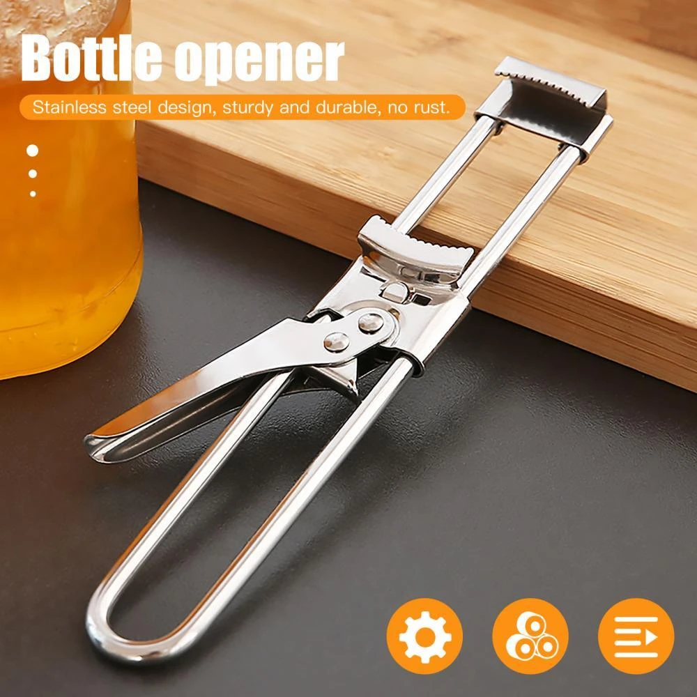 Multifunctional Can Opener Beer Bottle Opener Adjustable Stainless Steel Manual Jar  Opener Gripper Kitchen supplies
