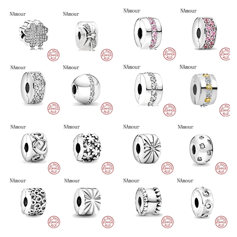 New clover bow path leaf star clip DIY Beads Fit Original Pandora charms silver 925 Bracelet Bead Jewelry making