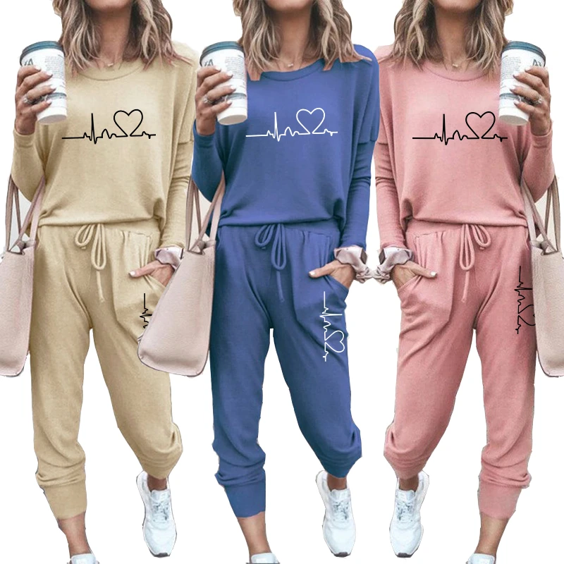 Two Piece Set Women Shirt Tops and Elastic Waist Pants Suit Tracksuits Female Long Sleeve Pullover Casual Shirts Loose Trousers