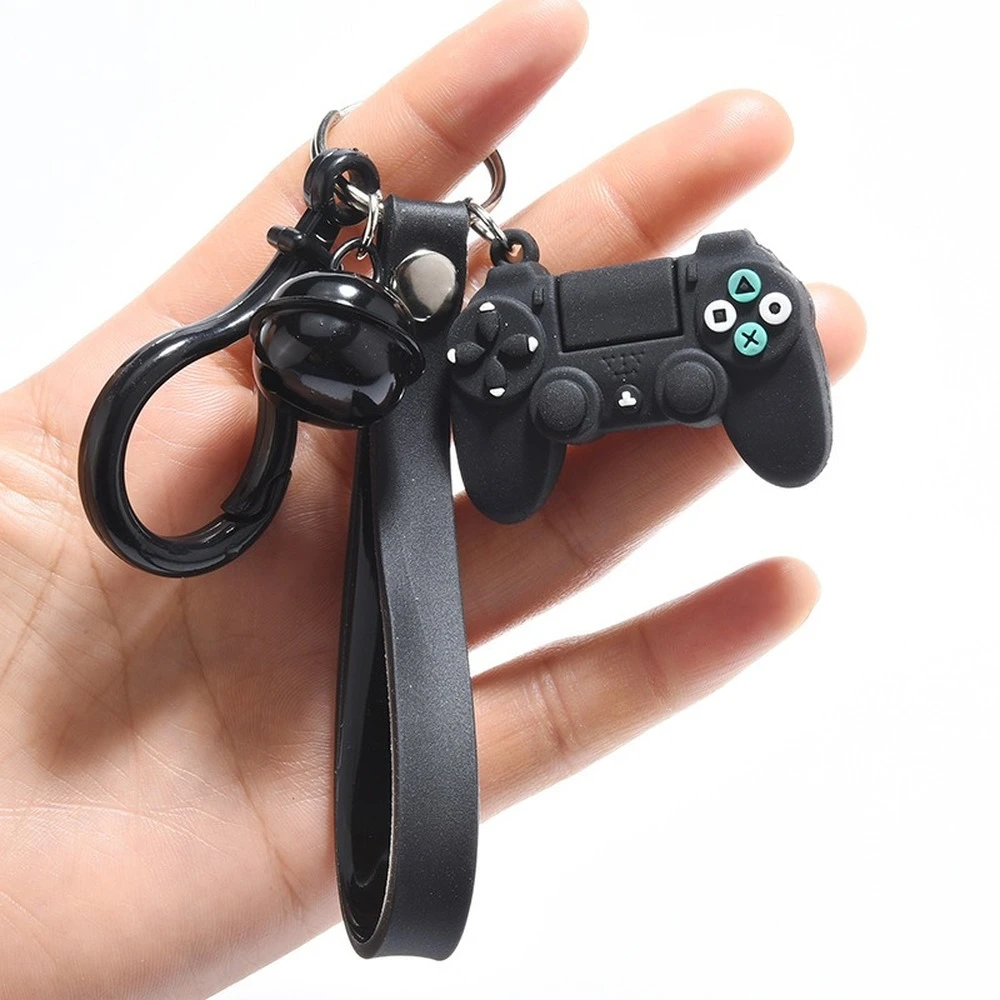 Creative PVC Game Machine Handle Keychain Simulation Joystick Model Key Chain Pendant Men Women Couple Key Holder Trinket Gift