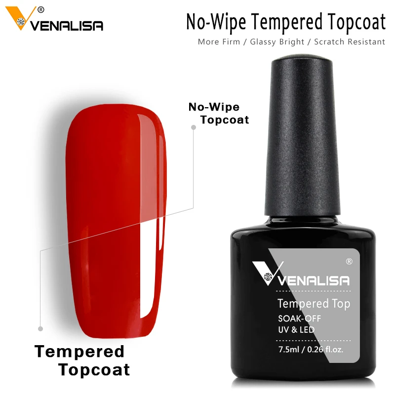 #70916 Venalisa nail art design make up super-flexible shinning long lasting high gloss no wipe tempered toughened glass topcoat