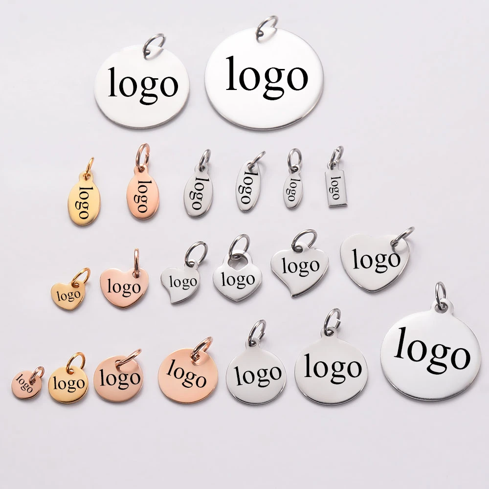 50Pcs/Lot Stainless Steel Blank Stamping Tags For Custom Logo Charms DIY For Necklace Jewelry Makings Wholsale