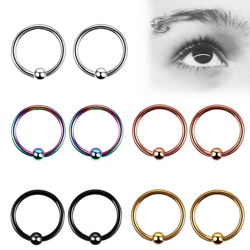 1 Pcs Surgical Stainless Steel Hoop Nose Ring With Ball Nose Rings And Studs Septum Earring Body Piercing Jewelry