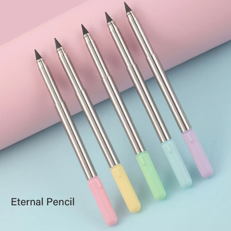 Creative Retractable Eternal Pencil Can Last for Writing Metal Signature Pen
