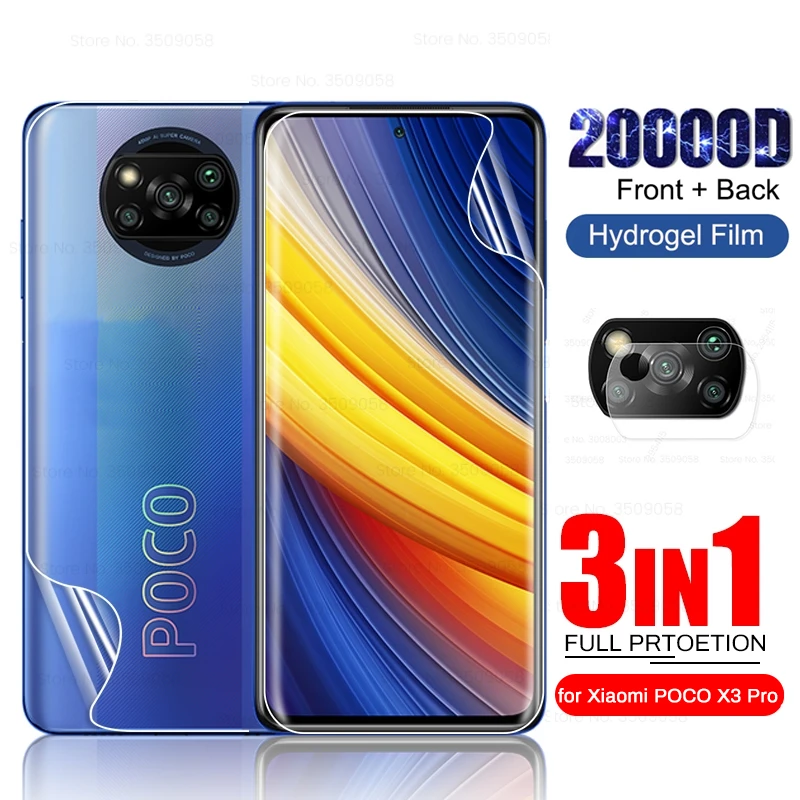 Front Back Hydrogel Film For Poco X 3 Pro X3 NFC GT Screen Protector Not Glass On Little Poko M3 M4 Pro F3 5G Camera Lens Glass