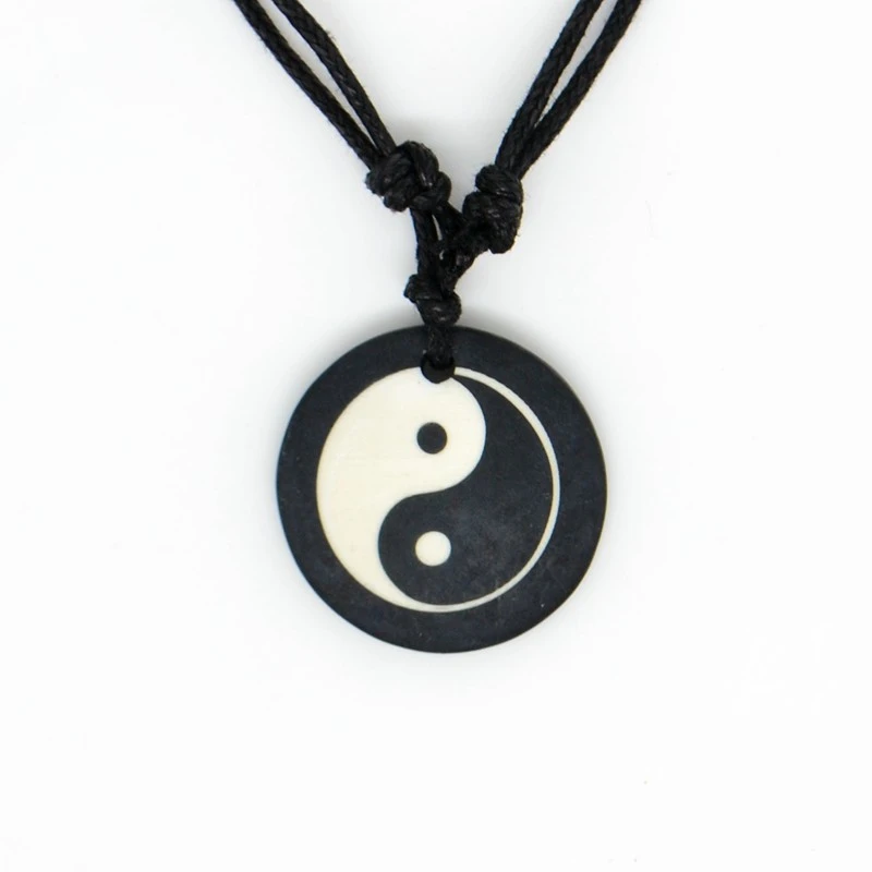 Tai Chi Yin & Yang yak bone Pendant Amulet Necklace Lucky Gift  Tribal Fashion Jewelry