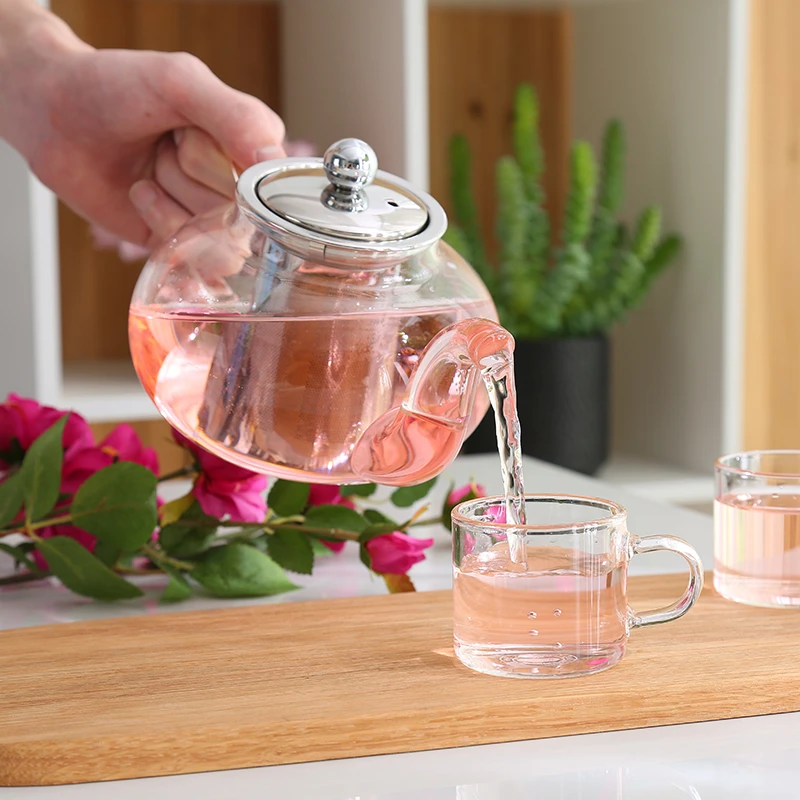 Heat Resistant Glass Loose Tea Teapot With Stainless Steel Infuser Filter Water Coffee Leaf Tea Pot Home Office 400 600 800Ml