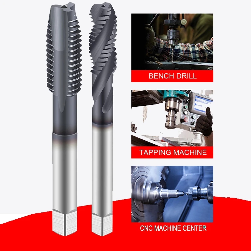 UCHEER 1pc Taper HSSM35 coating/no coating straight/spiral Cobalt-bearing screw tap Drill bits Machine Spiral Point Thread M3-12