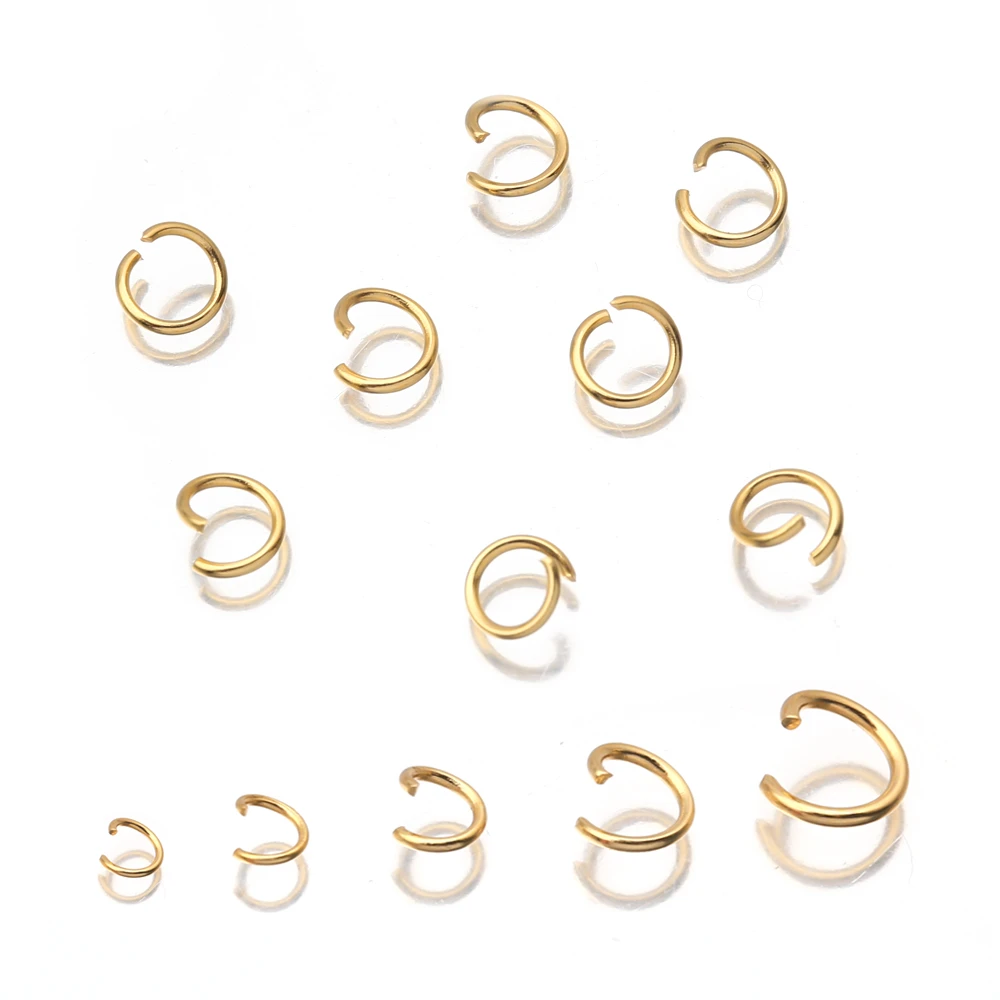 100pcs/lot Stainless Steel Gold Plated Open Jump Rings Split Connectors Accessories Findings for Diy Jewelry Making Wholesale