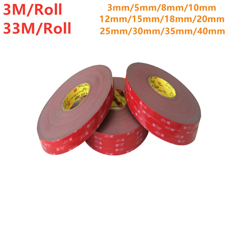 33M/Roll  Truck Car Paste Acrylic Foam Double Sided Attachment Tape Adhesive 8mm 10mm 12mm 15/18/20/25/30mm Sticker LED Strip