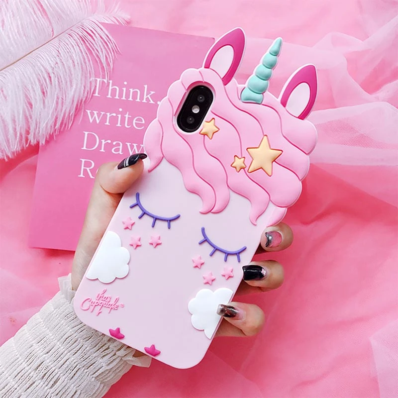 3D Fashion Cartoon Pink Unicorn Soft Silicone Case For Samsung Galaxy S9 S8 Plus S6 S7 Edge J1 J3 J5 J7 2016 2017 A8 Plus 2018