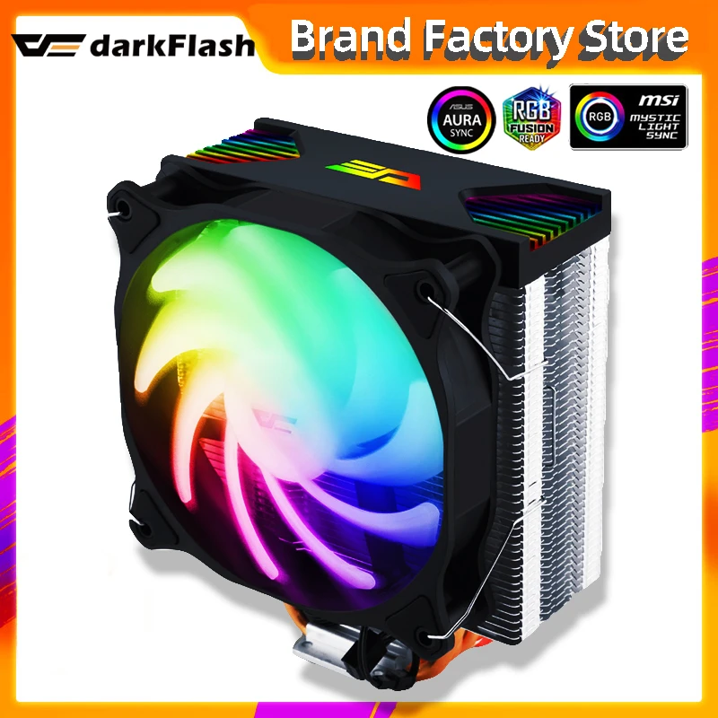 Darkflash CPU Cooler aura sync ARGB Lights 4 Heatpipes 120mm Silent PWM Fan RGB heatsink CPU Cooling Radiator LGA 1155/AM4 AMD