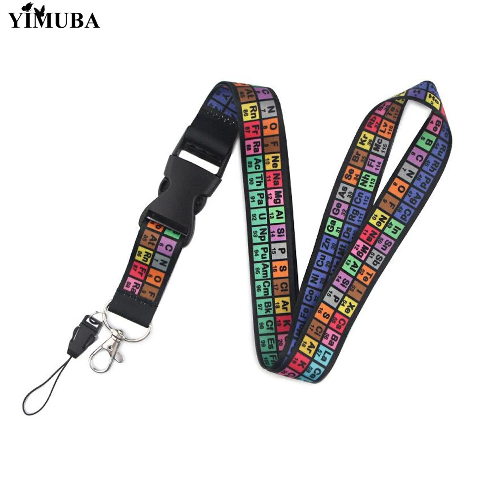 YIMUBA Chemistry Periodic Table of Elements Lanyards Key Chain Colorful Print Neck Straps Keychain Cell Phone Rope Teachers Gift