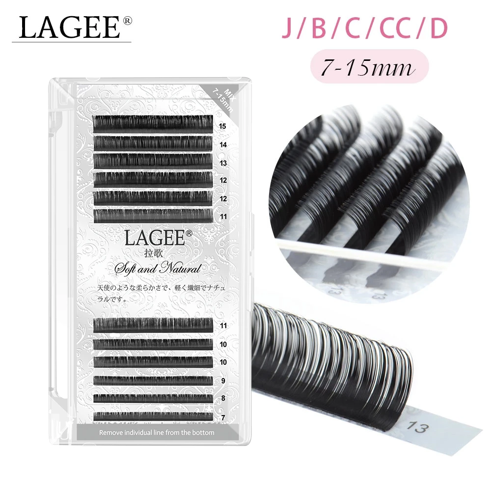LAGEE Individual Eyelashes 7-15 mm Mix Premium Fake Mink Eyelash Extension Dark  Black false eyelashes soft nagaraku line