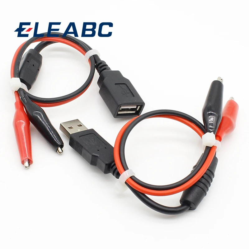1pair USB Alligator clips Crocodile wire Male/female to USB tester Detector DC Voltage meter ammeter capacity power meter