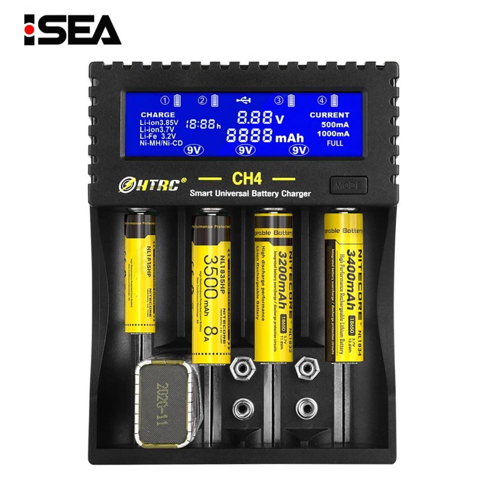 4 Slots Battery Charger 18650 Multi-function Li-ion Li-fe Ni-MH Ni-CD Smart Charger for AA/AAA/18650/26650/6F22/16340/9V Battery