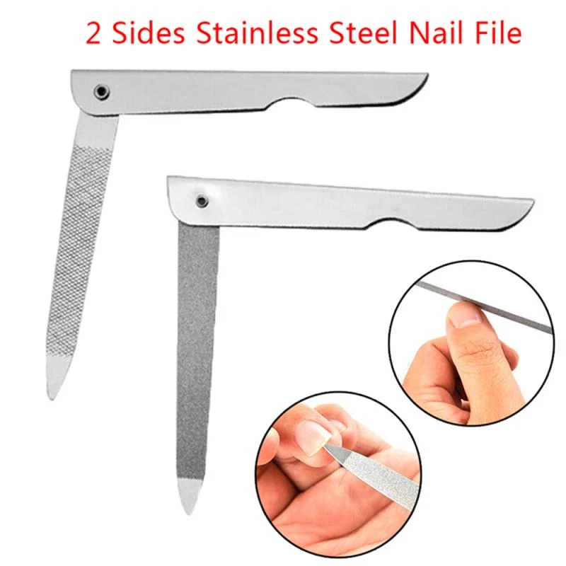 1 Pc Folding Nail File Metal Grinding Stainless Steel Manicure Buffer Pedicure Nail Art Tool Unisex New 2020 Dropshipping TSLM1