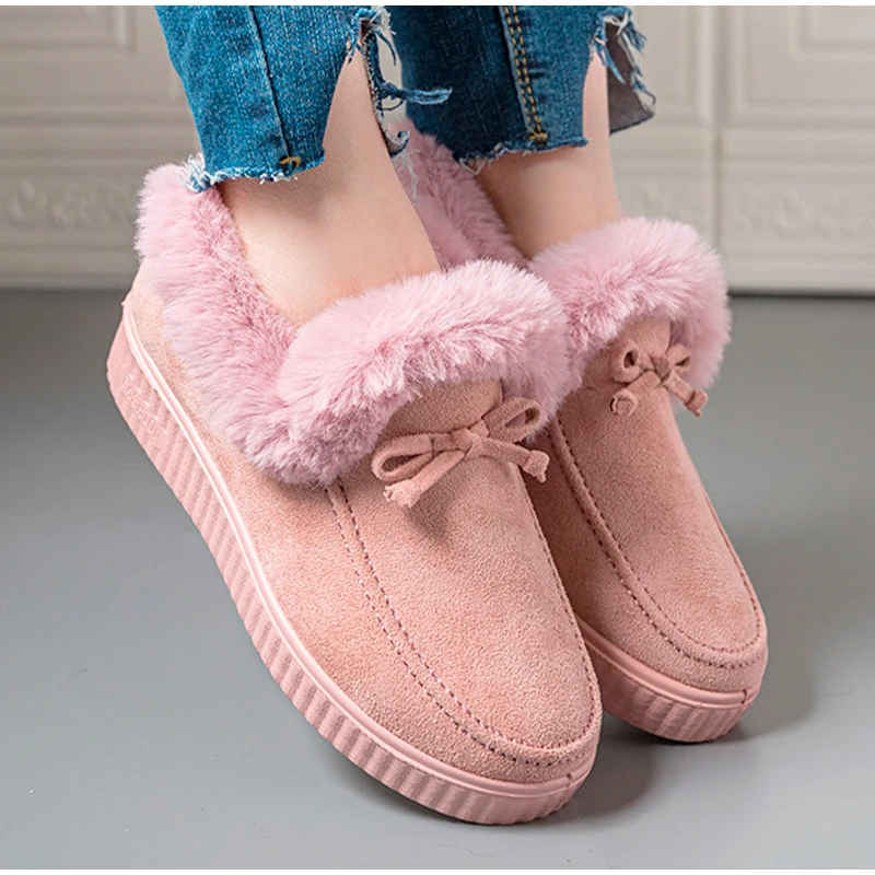 MCCKLE Women's Loafers Flat Shoes for Winter Plush Ladies Causal Non Slip Warm Moccasins Woman Comfort Flats Female Snow Boots