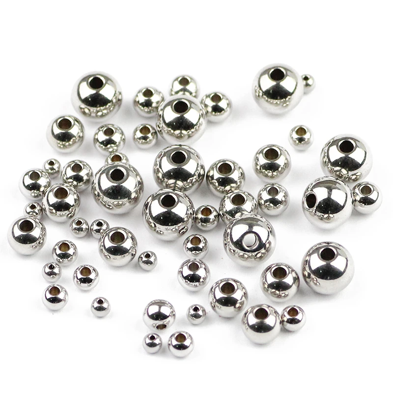 JHNBY Stainless Steel Spacer Beads Ball 3/4/5/6/8MM Metal Round Loose Beads For Jewelry Bracelet Making DIY Accessories Findings