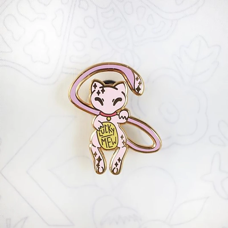 Cute Lucky Mew Hard Enamel Pin Kawaii Cat Pastel Brooch Badge Cartoon Pins Jewelry Gift