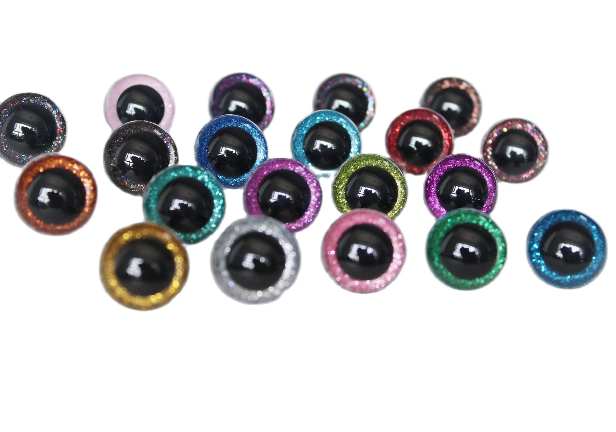 20pcs--N18-- 13mm to 28mm  glitter round colorful  toy safety eyes+hand press washerfor diy plush doll