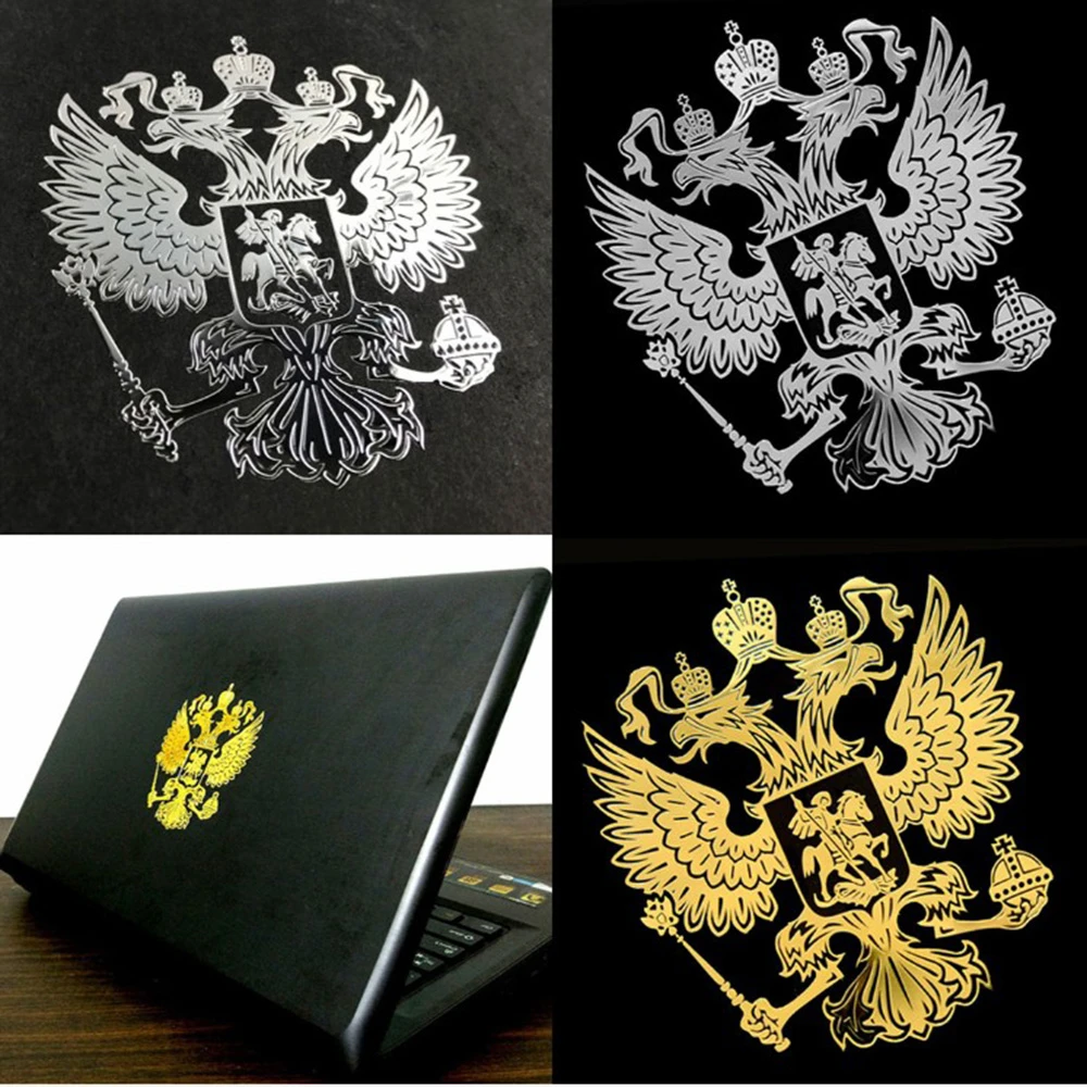 Coat of Arms of Russia Nickel Metal Car Styling Laptop Sticker Car Stickers Decals Russian Federation Eagle Emblem