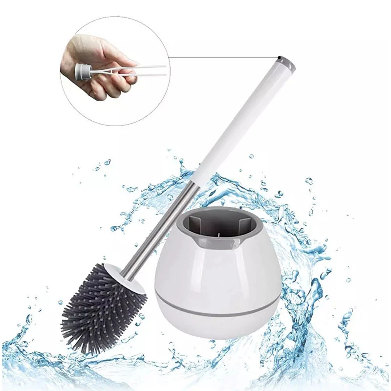 Cleanhome TPR Toilet Brush with a Thoughtful Designed Tweezer and Holder Set Silicone Bristles for Bathroom Commode Cleaning