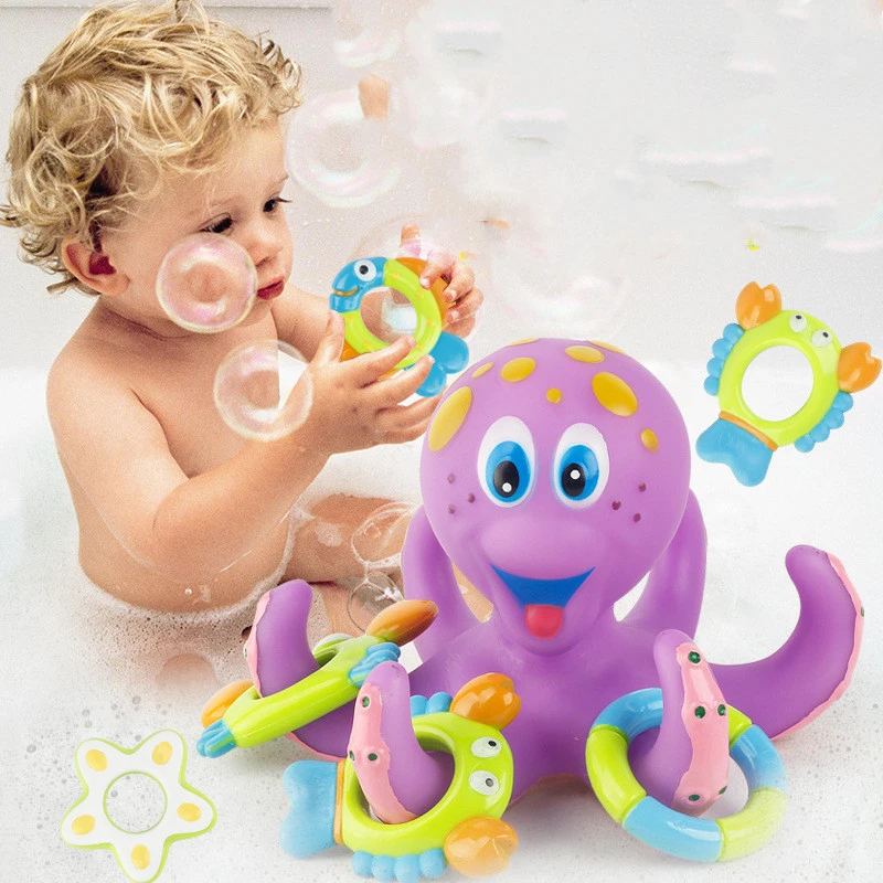 Baby Bath Toys Play Water Toys Funny Floating Ring Toss Game Bathtub Bathing Pool Education Toy for Kids Baby Children Gift