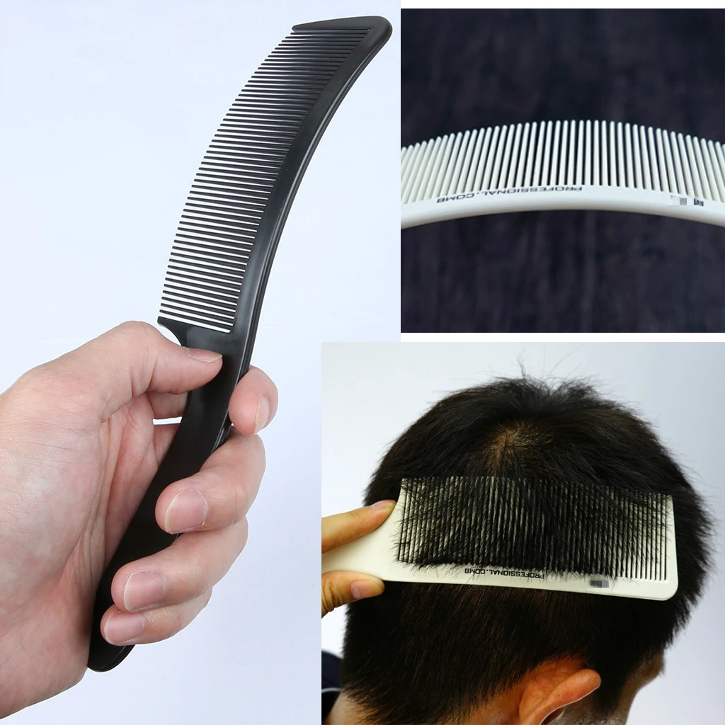 Black Curved Shaver Hair Clipper Cutting Comb Barber Flat Top Comb Anti-static Salon Cutting Comb Hairdressing Brush