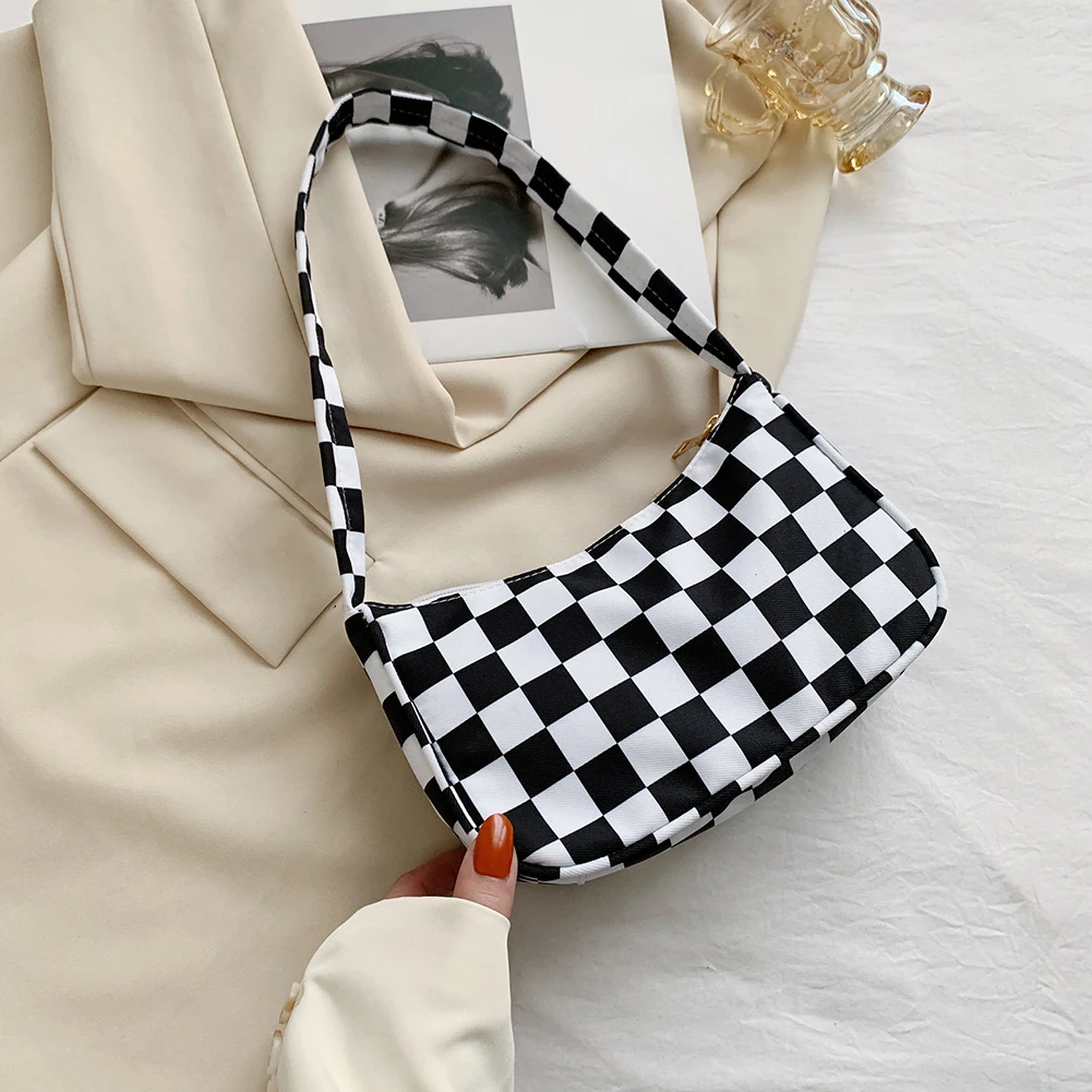 Shopper Bag for Women 2021 Trend Plaid Leopard Print Nylon Female Handbag Shoulder Bags for Girls Cheap Quality Small Purses New