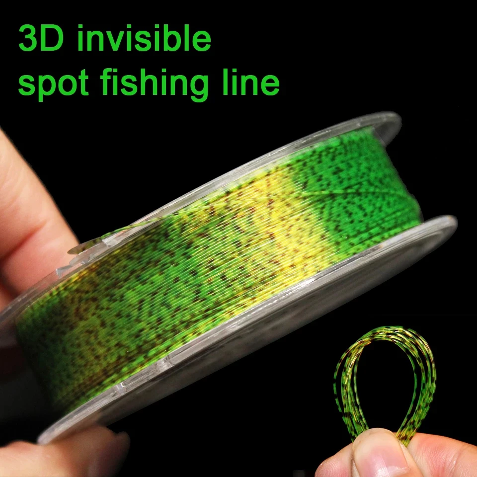 100m Invisible Spoted Line 3D Fly Fishing Line Fluorocarbon Line Super Strong Speckle Carp Fishing Line Nylon Fishing Line