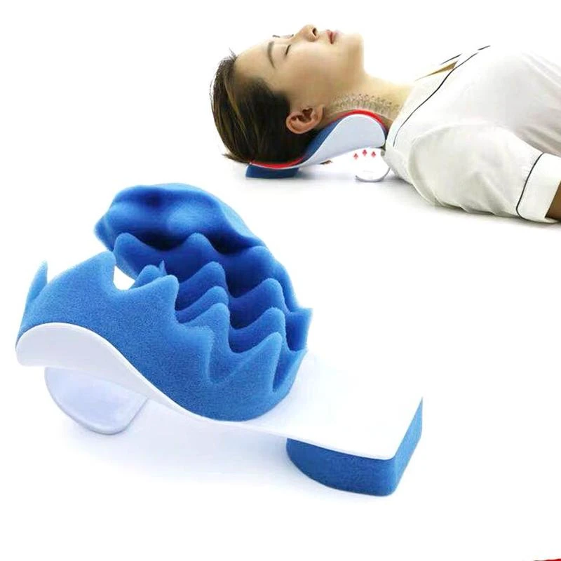 Massage pillow support cervical pillow pain device for cervical relax align travel rest relief spine neck traction